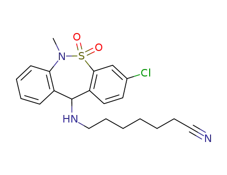 7-(((11RS)-3-chloro-6-methyl-6,11-dihydro-dibenzo[c,f][1,2]thiazepin-11-yl)amino)heptanenitrile S,S-dioxide