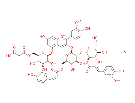 peonidin 3-O-[2-O-(2-O-(trans-feruloyl)-glucosyl)-6-O-(cis-p-coumaroyl)-glucoside]-5-O-[6-O-(malonyl)-glucoside]